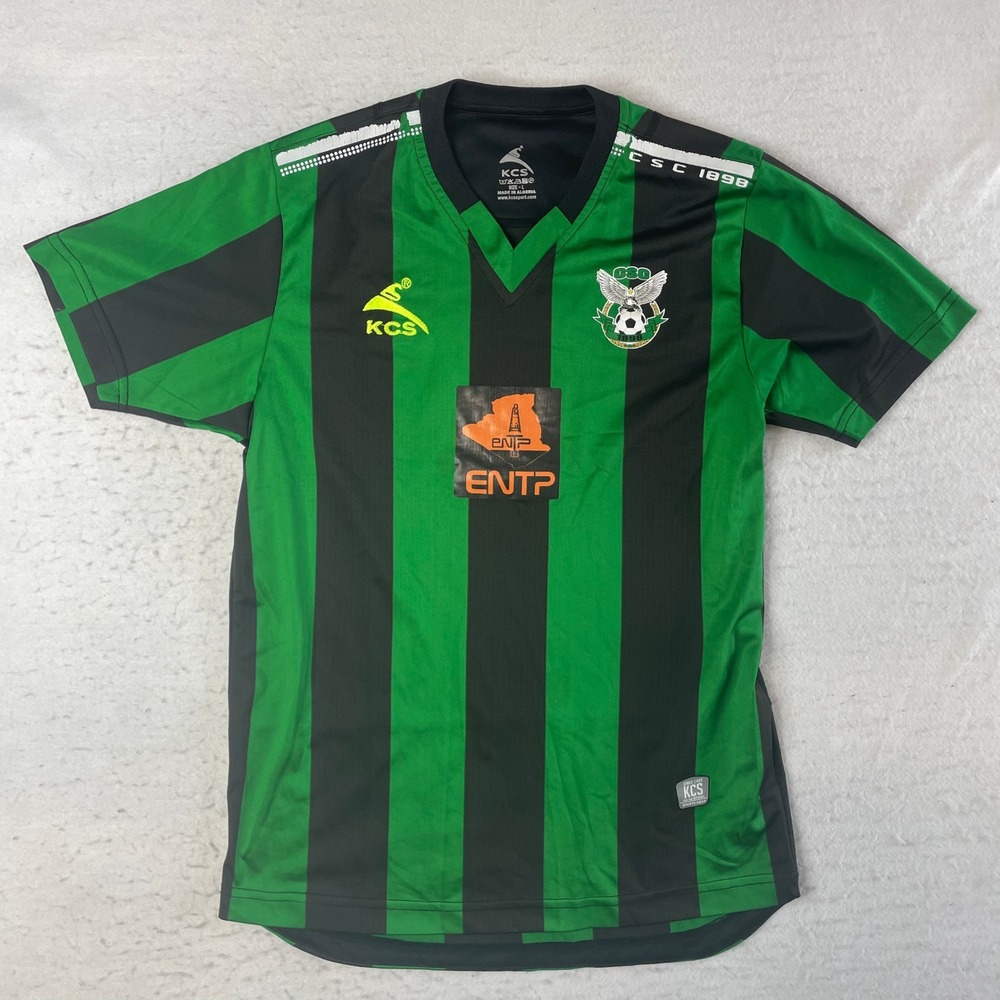 KCS CS Constantine Soccer Jersey Mens Large Green Black Striped CSC 1898 ENTP